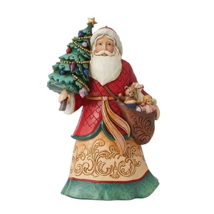 Enesco Jim Shore Heartwood Creek Santa Holding a Christmas Tree and Toybag Fi... - Picture 1 of 7