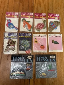 Vintage Lot Of 13 NOS Iron On & Sew Patches Hippie 70s Fashion Appliqués & More - Picture 1 of 8