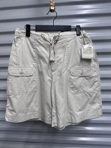 Bermudas cargo vintage blancas ciervo caqui bolsillos elásticos cordón talla 12 - Imagen 1 de 5