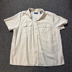 Top donna Karen Scott II casual safari morbido con bottoni - taglia XL beige - Foto 1 di 6