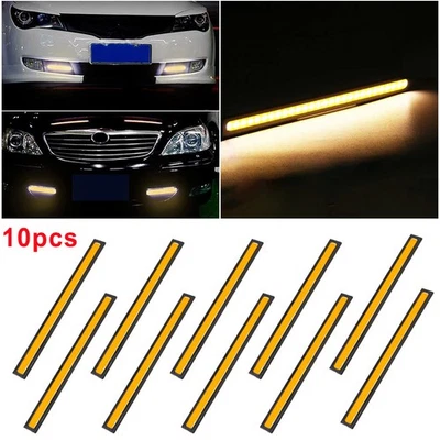 10PCS Amber COB DRL LED Daytime Running Light for Universal Car Driving Fog Lamp - Image 1 of 4
