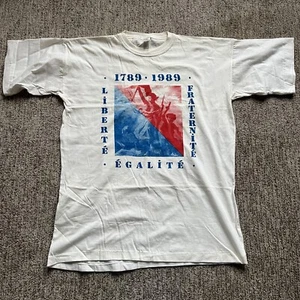 Vintage 80s FRANCE LIBERTE EGALITE FRATERNITE 1989 REVOLUTION t-shirt XXL - Picture 1 of 8