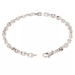 14 Karat Weißgold Massiv Handarbeit Glied Anker Kette Armband 7 Zoll 4,5 mm 12,9 Gramm - Bild 1 von 3