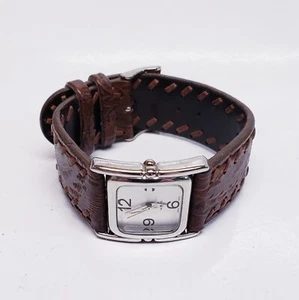Super Cute Women's Silver tone Watch With Brown Leather Band - Picture 1 of 6