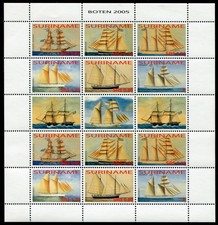 Surinam 2005 Hist. Segelschiffe Sailing Ships Boten 1989-1994 Kleinbogen MNH