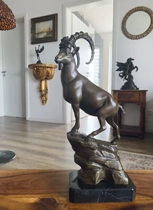 Bronzefigur Steinbock m. Hörner Bronze Skulptur Figur Tierfigur Ziege Kunst - Bild 1 von 16