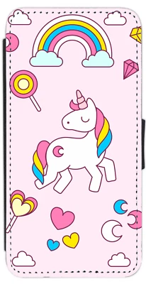 Unicorn/Rainbow Pink iPhone/Pixel/Galaxy Printed Flip/Wallet Phone Case (A) - Image 1 of 4