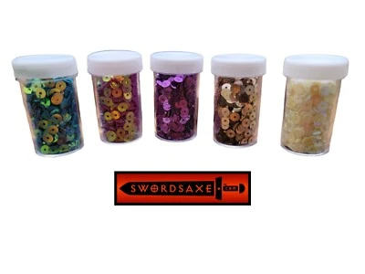 Coser lentejuelas planas redondas de 4 mm, 6 gms por tubo de almacenamiento, disponible en 20 colores Foto 1 de 4