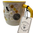 Heartland Hive Bees Textured Hand Painted Ceramic BIG 22 Oz. Coffee Tea/Mug