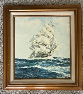 Vintage Robert MacGregor British clipper Cutty Sark Oil on canvas - Picture 1 of 4