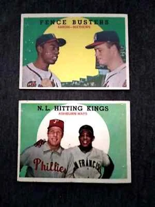 1959 Topps Baseball #212 and #317 Willie Mays and Hank Aaron Cards - HOF - Picture 1 of 4