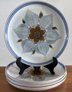 Vintage 1970s Denby Langley Chatsworth 10" Dinner Plates Set /4 England Flower - Picture 1 of 9