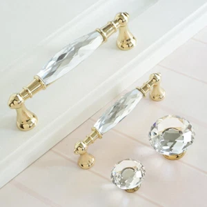 3.75" 5"Gold Crystal Dresser Knobs Drawer Handle Pulls Cupboard Cabinet Handle - Picture 1 of 13
