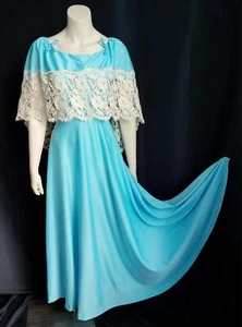 BOHO PRINCESS 1970s Vintage ROMANTIC CAPED Empire Waist MAXI DRESS GOWN - SM - Picture 1 of 9