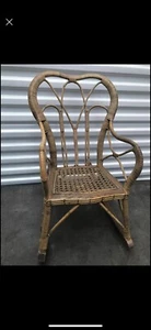 Vintage Child's Rattan Bamboo Bentwood wicker caned Butterfly rocking chair - Picture 1 of 9