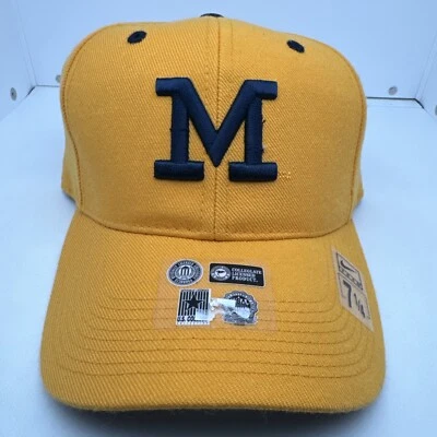 Vintage Michigan Hat Cap Mens Fitted 7-1/4 Yellow  Wolverines NCAA NOS Rare - Image 1 of 4