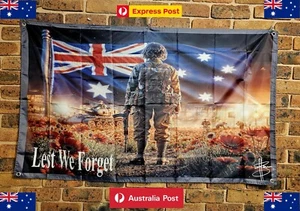 Lest We Forget Anzac Flag The Last Letter Art Work 150x90cm War Collectables New - Picture 1 of 15