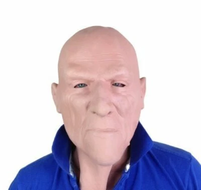 White Male Bald Head Hard Man Mask Latex Fancy Dress Costume Accessory Thug - Image 1 of 2