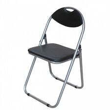 Folding Foldable Chair Black Faux Leather Computer Office Padded Seat Garden New