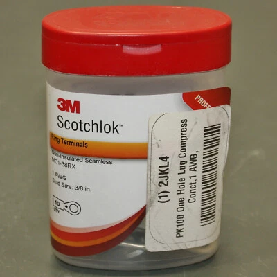 (10) 3M Scotchlok One-Hole Lug Connector MC1-38RX, 1 AWG Copper Wire, 3/8" Stud - Image 1 of 4