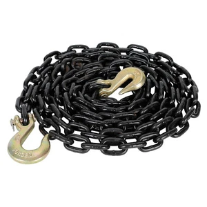 14’ FT 5/16” G80 Load Tie-Down Transport Binder Chain w/Clevis Grab Hooks Black - Picture 1 of 8