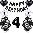 Silver Black Happy Birthday Balloons Large Cake Theme Number Kids Balons DecorUK