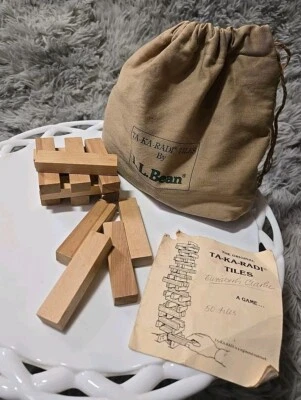 VTG 1980s Ta-Ka-Radi Tiles By LL Bean Game 50 Wooden Tiles Jenga EUC - Image 1 of 4
