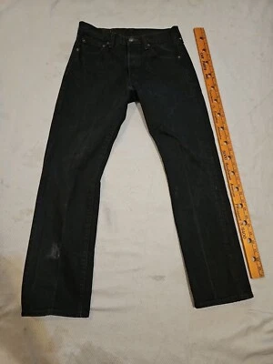 Levis 501 Jeans Mens Size 30x30 Black Button Fly Denim Distressed Grunge Pant - Image 1 of 4
