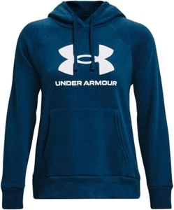 Women's Under Armour Fleece Big Logo Hoodie Blue White Size XLarge MSRP $55 - Picture 1 of 12