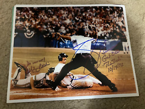 Braves Sid Bream Pirates Mike LaValliere signed 8x10 slide he was out WCOA