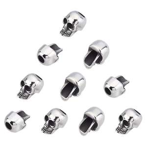 10Pcs Antique Silver 304 Stainless Steel Skull European Large Hole Beads 16x11mm - Picture 1 of 7