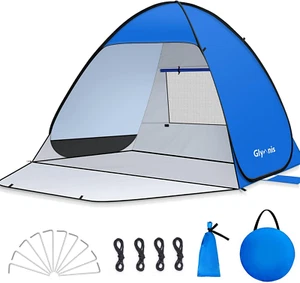 Tenda Da Spiaggia Completamente Chiuso Tenda Spiaggia Pop-Up Con Cerniera per 2- - Foto 1 di 12