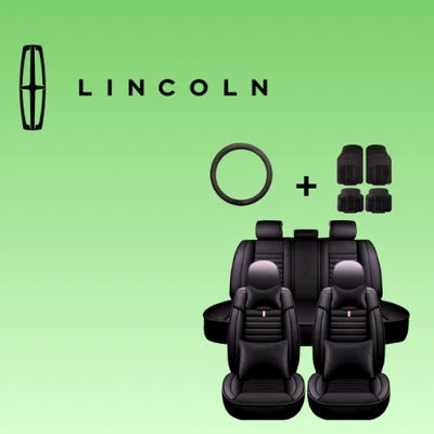 Funda de asiento con cojín de lujo para todos Lincoln ajuste personalizado cuero negro 5 asientos Foto 1 de 4