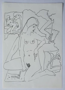 Zeichnung Federzeichnung Tinte Menschen Akt Erotik Edvard Frank Nachlass - Picture 1 of 8