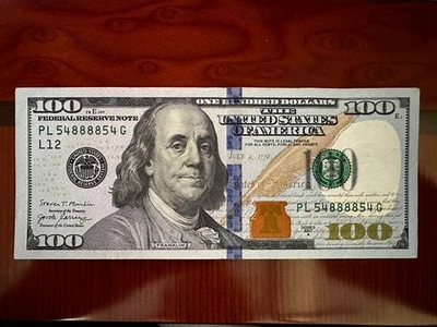Series 2017A $100 ONE HUNDRED Dollar Bill Unique Serial Number 54888854 - Image 1 of 4