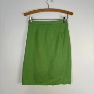 Gonna donna vintage Maggy London 10 matite verde lime foderata misto lino - Foto 1 di 4