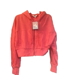 Joy Lab Damen Full Zip Cropped Pink Boxy Fit Hoodie Sweatshirt Gr. Medium - Bild 1 von 5