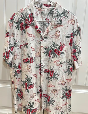 Hawaiian Holiday Mele Kalikimaka Mens Shirt XL White Aloha J Crew Christmas Camp - Image 1 of 4