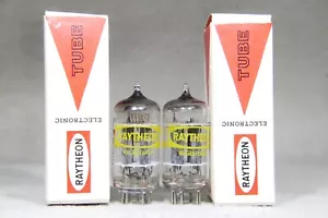 NOS/NIB Matched Pair Raytheon ECC82/12AU7A Long Plate O-Getter Copper Post Japan - Picture 1 of 16