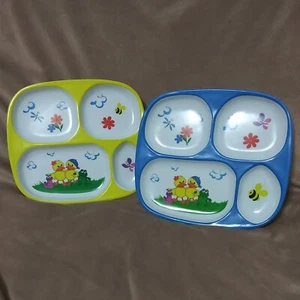 Set 2 Vtge. Child's  "RUBBER DUCKY" plastic dinner plates with sections - Picture 1 of 6
