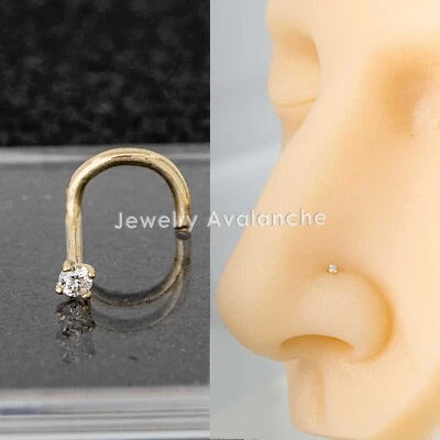 Juego de pernos de tornillo de nariz de diamante de oro sólido de 20G de 14K, diamantes genuinos Foto 1 de 4