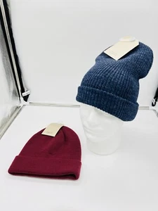 "Lot Of 2" Zara boy knit hat Maroon & Navy Blue With Tags See Pictures - Picture 1 of 7