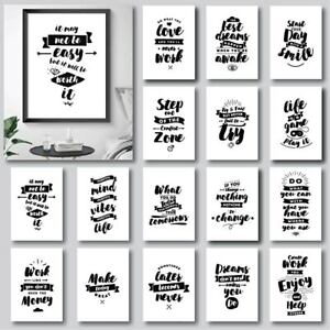 Motivational Posters Inspirational Prints Unframed & Framed Wall Art Quote A3 A4