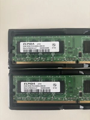 Memoria 4GB DDR2 Elpida  Ebj41uf8bcs0-dj-f——— 2x2GB PC2-5300U 667MHz CL6 240-Pin - Immagine 1 di 3