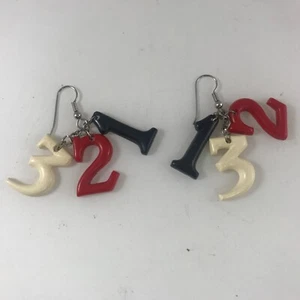 Vintage Estate Costume Jewelry Earrings 1 2 3 Multicolor Plastic - Picture 1 of 4