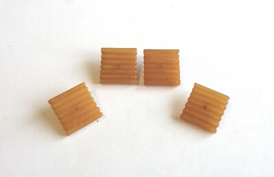 4 Vintage Carved 1" Square Butterscotch Bakelite Sewing Buttons - Image 1 of 4