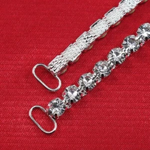 Fibbia Metallo Strass Bianco 2pz Connettore Lucido Catena Bikini Vestiti Decorazione - Foto 1 di 24
