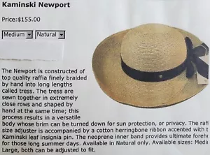 NEW Helen Kaminski Newport Rolled Wide Brim Raffia Straw Classic Hat $145 - Picture 1 of 6