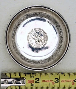 Solid Silver Turkish Ottoman Kurush Coin 3 3/8” Saucer w Turgra Marked AG 800 - Picture 1 of 6