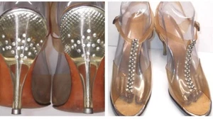 Vintage 1950s Clear Lucite Rhinestone Heels Originals by Jacqueline Size 7.5N-8N - Picture 1 of 11